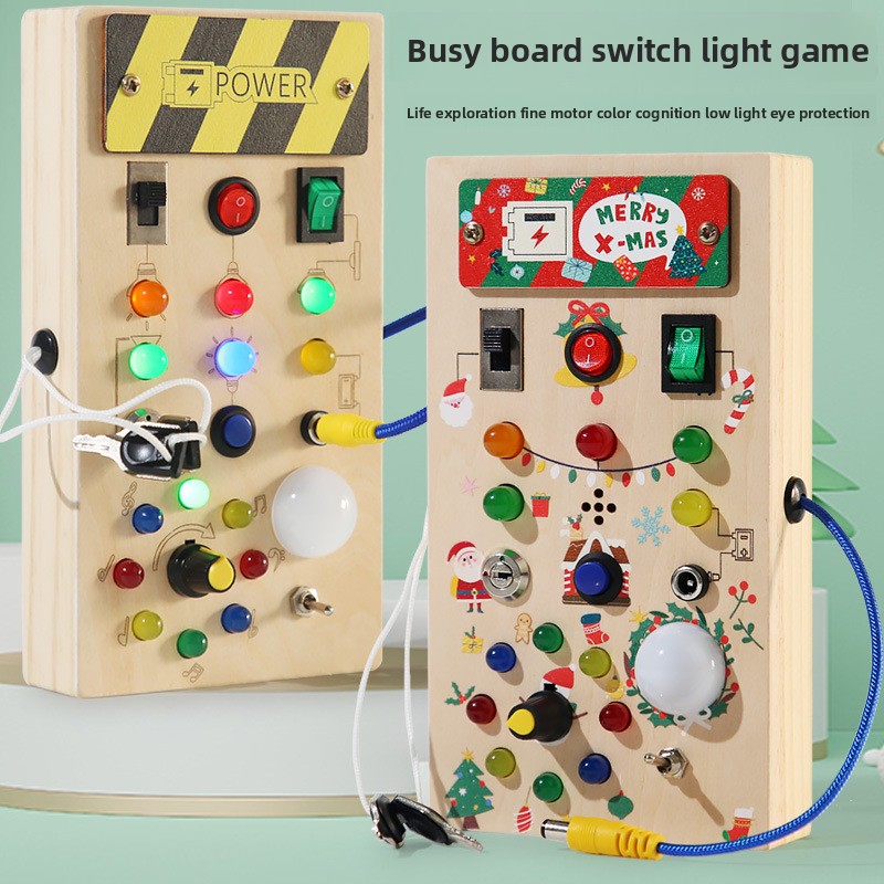 Montessori Wooden Busy Board Toddler - Brinquedo Educacional Inspirado em Montessori: Cubo
