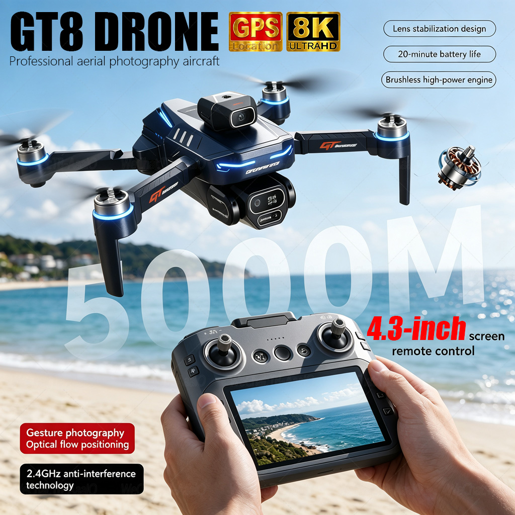Fpv Brushless Rc Drone 4K - NOVO Drone GT8 HD RC 4K