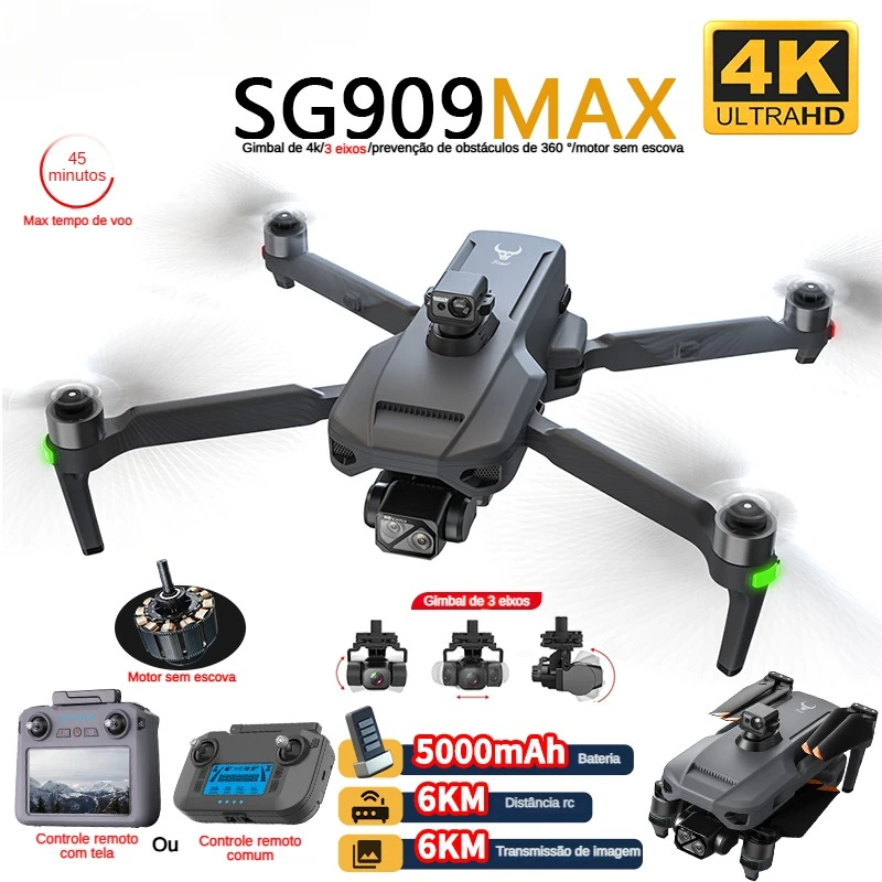 Fpv Brushless Rc Drone 4K - Zll sg909 sg909max drone profissional com