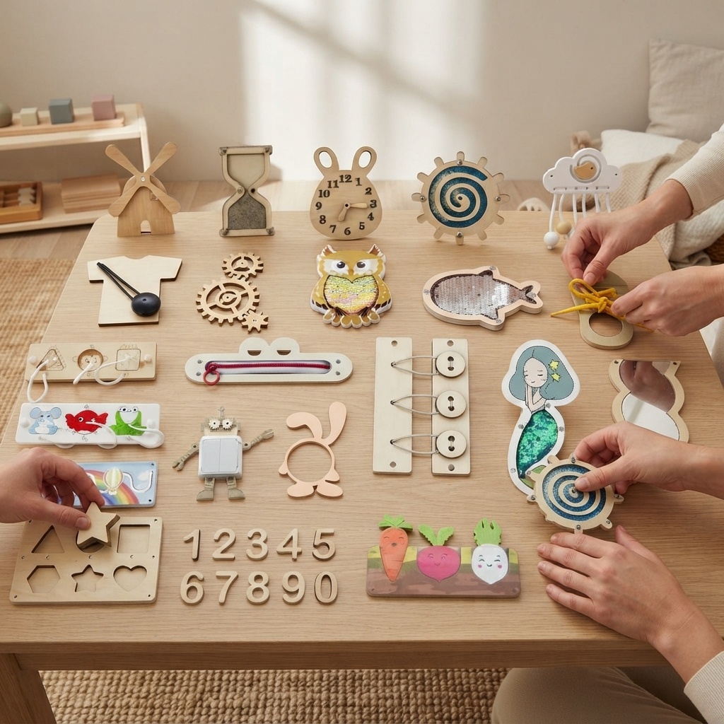 Brinquedo Educativo Montessori - Montessori Wooden Busy Board Toddler avaliação e preço